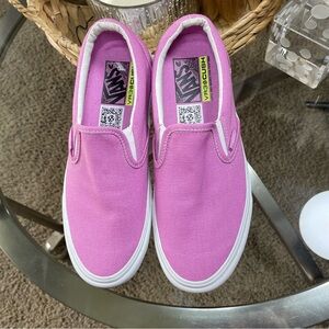 Pink Slip On Sneakers Women Size 7 Canvas Vans Style Casual Shoes